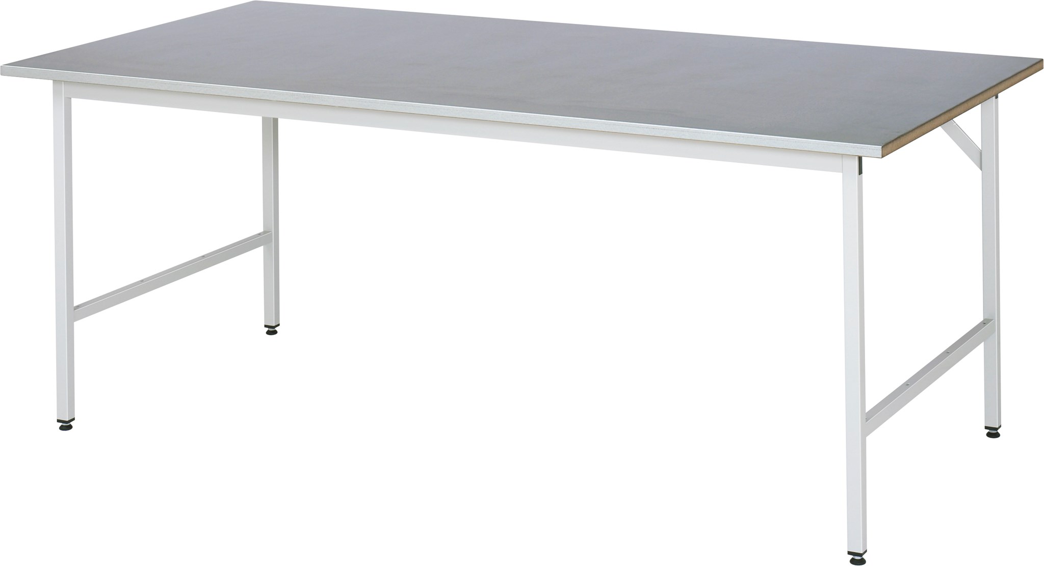 Arbeitstisch, B 2000 x T 1000 x H 800-850 mm, Stahlblechbelag-Platte 25 mm