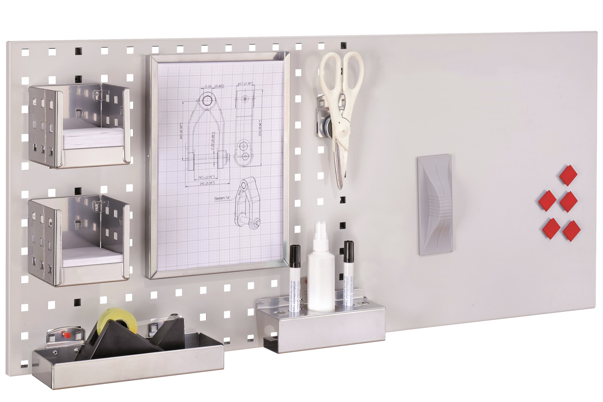 Office Set 2, 1 x Loch-/Magnetplatte RAL 7035 lichtgrau