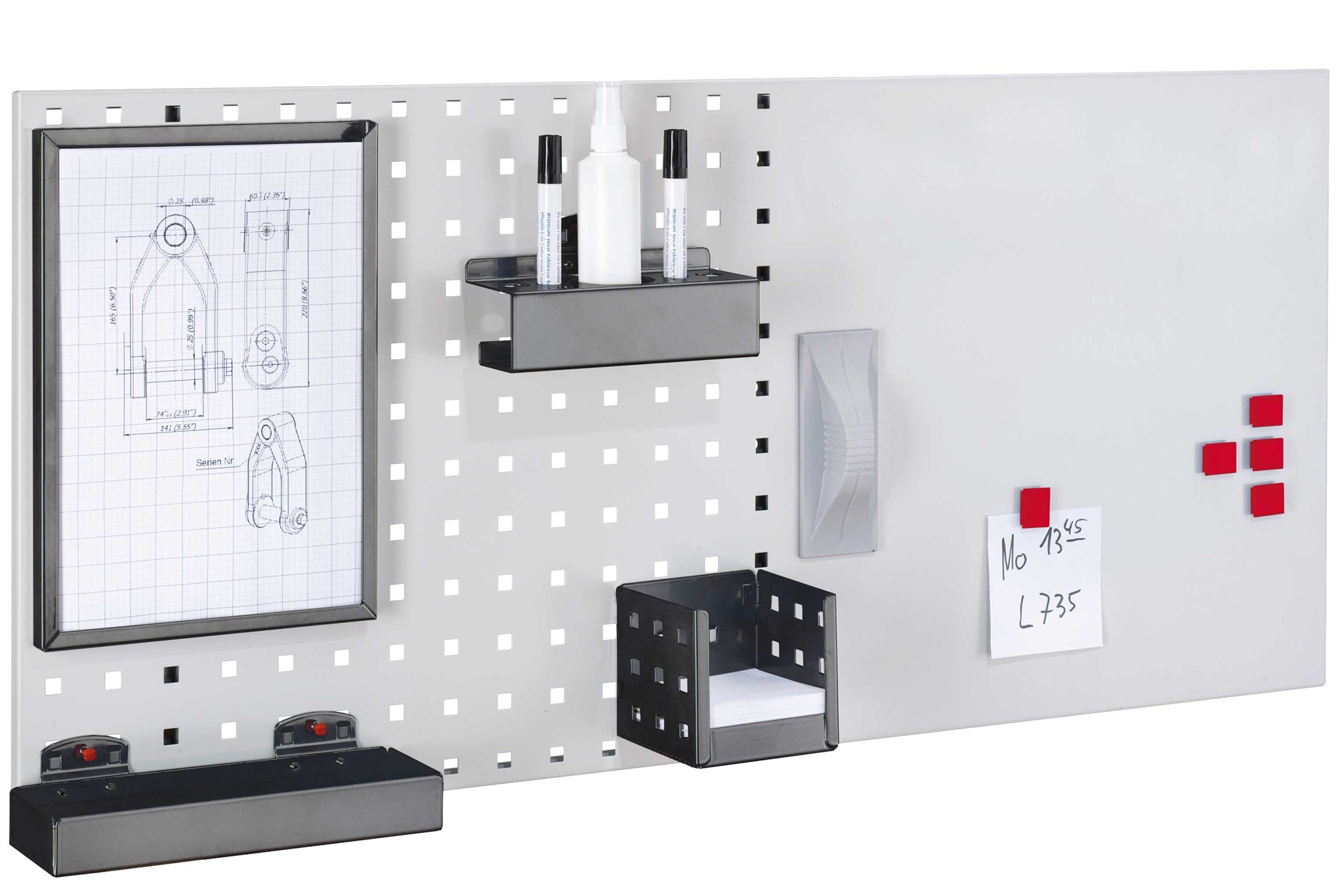 Office Set 1, 1 x Loch-/Magnetplatte RAL 7016 anthrazitgrau