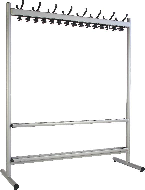 Standgarderobe Alu-Haken Länge 1500 mm mit Schirmgarnitur