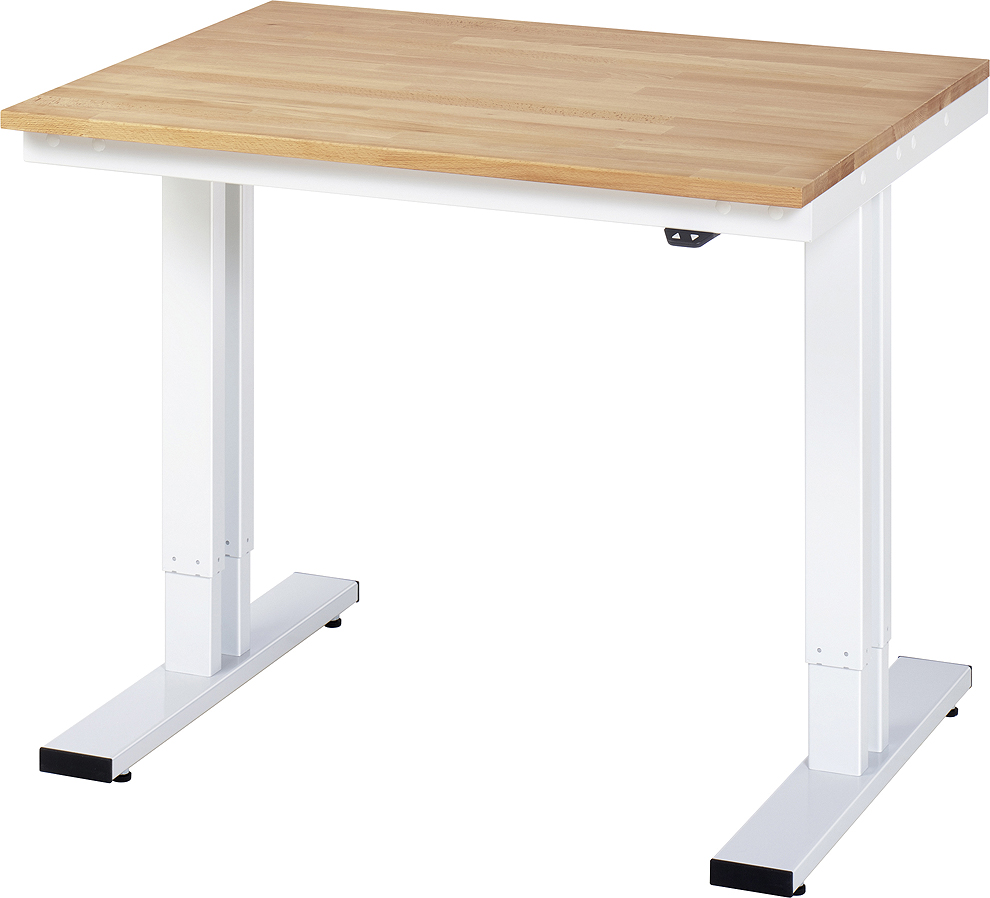 Arbeitstisch 1000x800x720-1120 mm BxTxH mit Buche-Massiv-Platte 25 mm