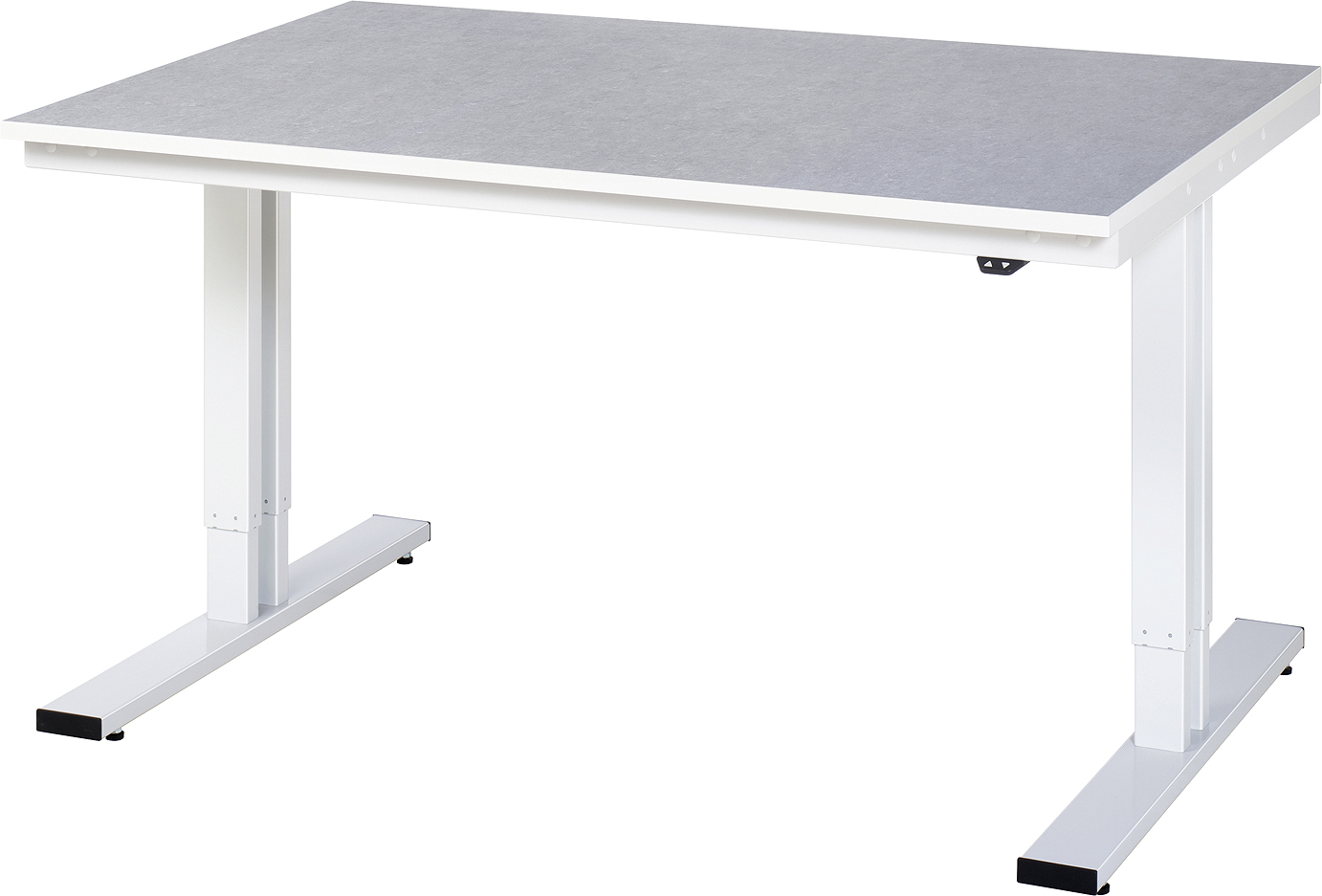 Arbeitstisch 1500x1000x720-1120 mm BxTxH mit Linoleum-Platte 25 mm (2 mm Linoleumbelag)
