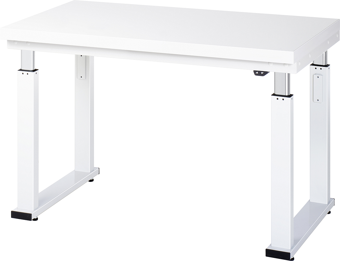 Arbeitstisch 1250x700x740-1140 mm BxTxH mit Hartlaminat-Platte 40 mm (mit 0,8 mm HPL Auflage)