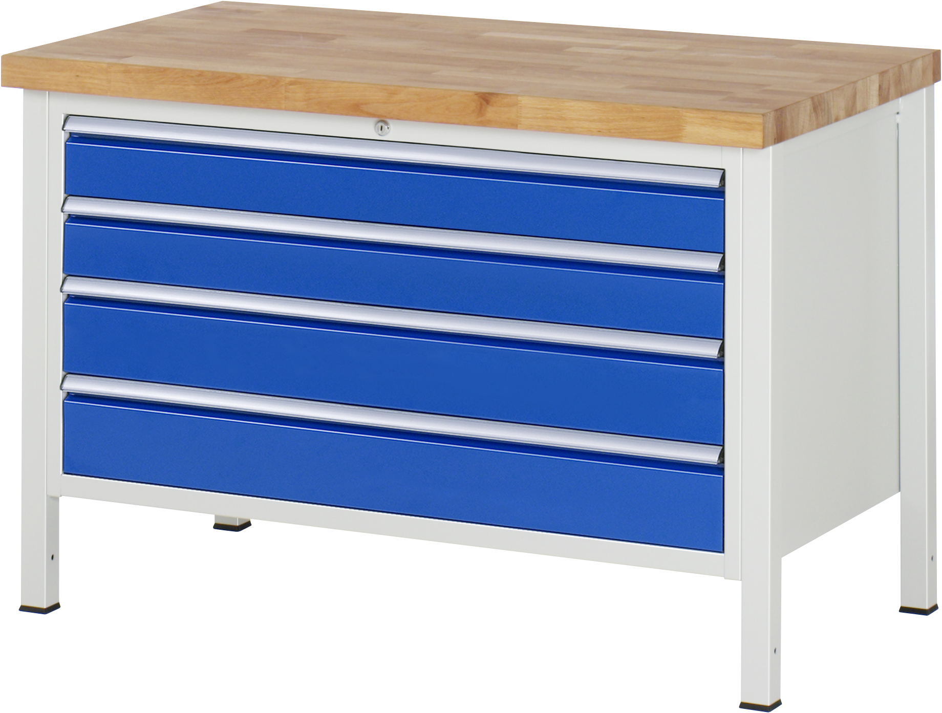 Werkbank Modell 8362, B 1250xT 700xH 840mm, Buche-Massiv-Platte 40mm