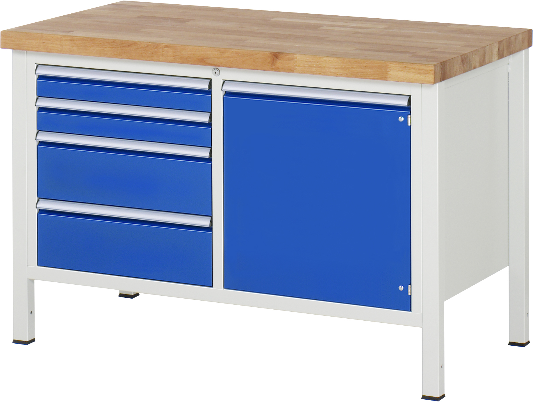 Werkbank Modell 8470, B 1250xT 700xH 840mm, Buche-Massiv-Platte 40mm