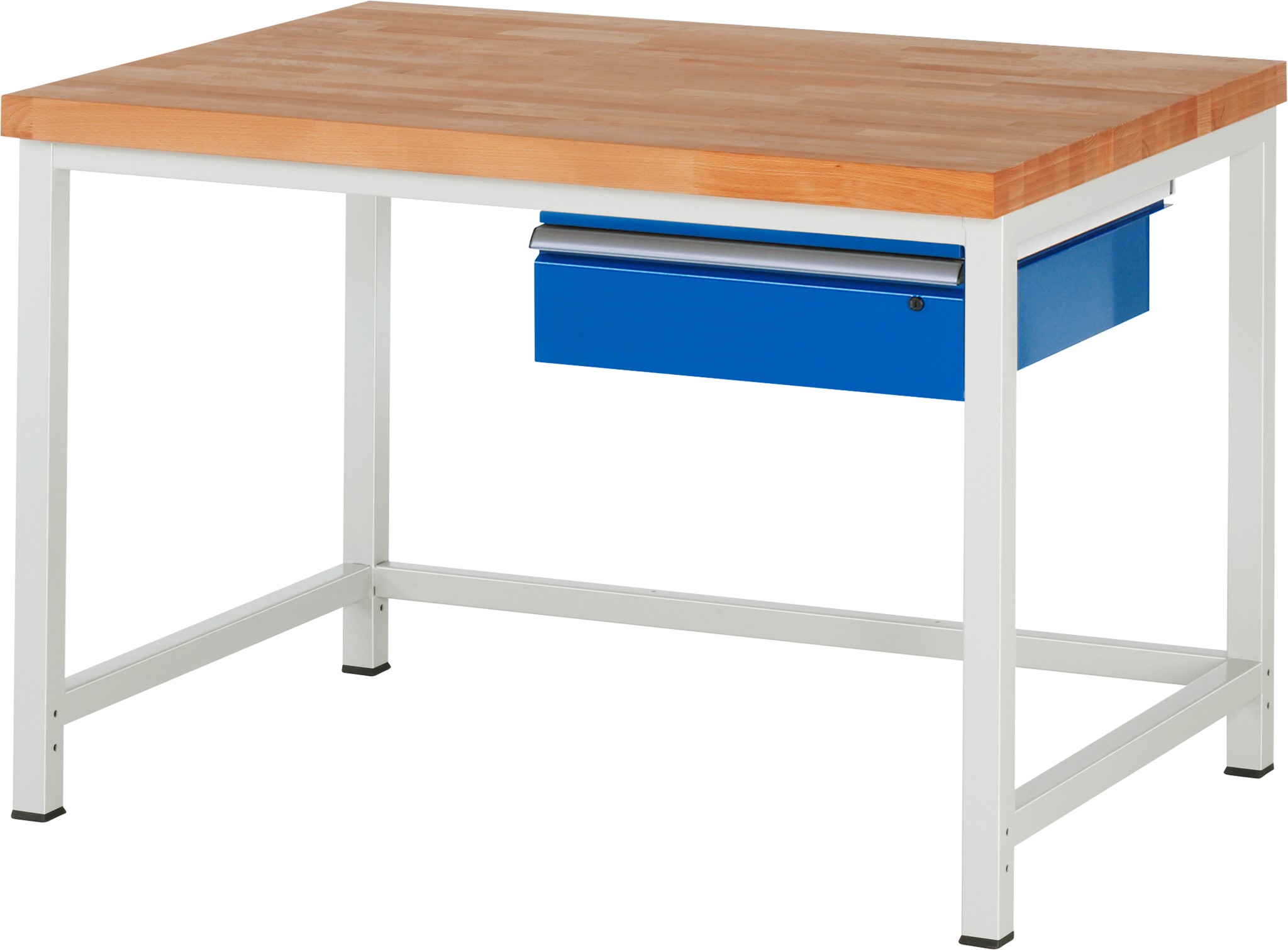 Werkbank verstellbare Höhe, B 1250xT 900xH 840-1040mm, Buche-Massiv-Platte 40mm