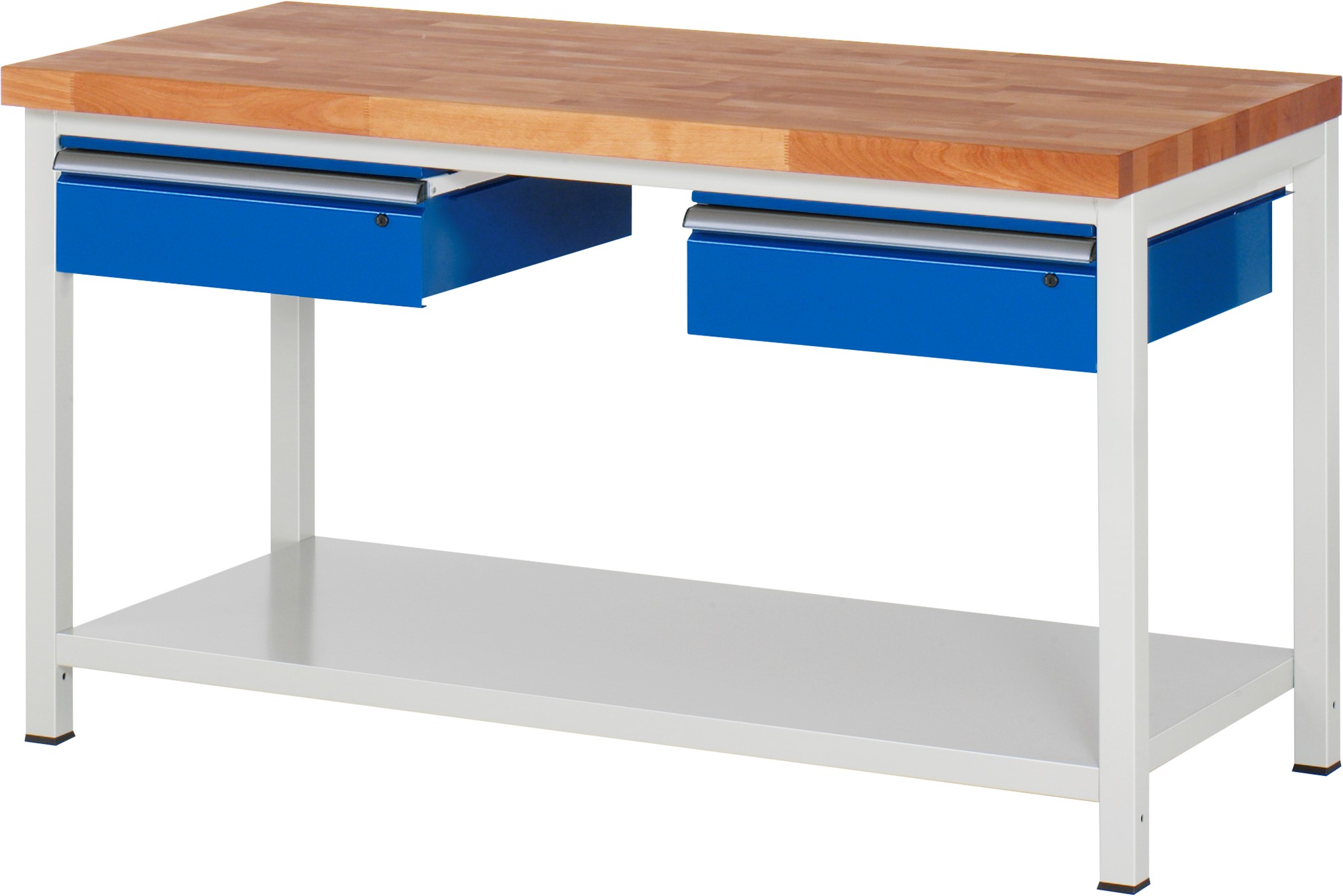 Werkbank fixe Höhe, B 1500xT 700xH 840mm, Buche-Massiv-Platte 40mm