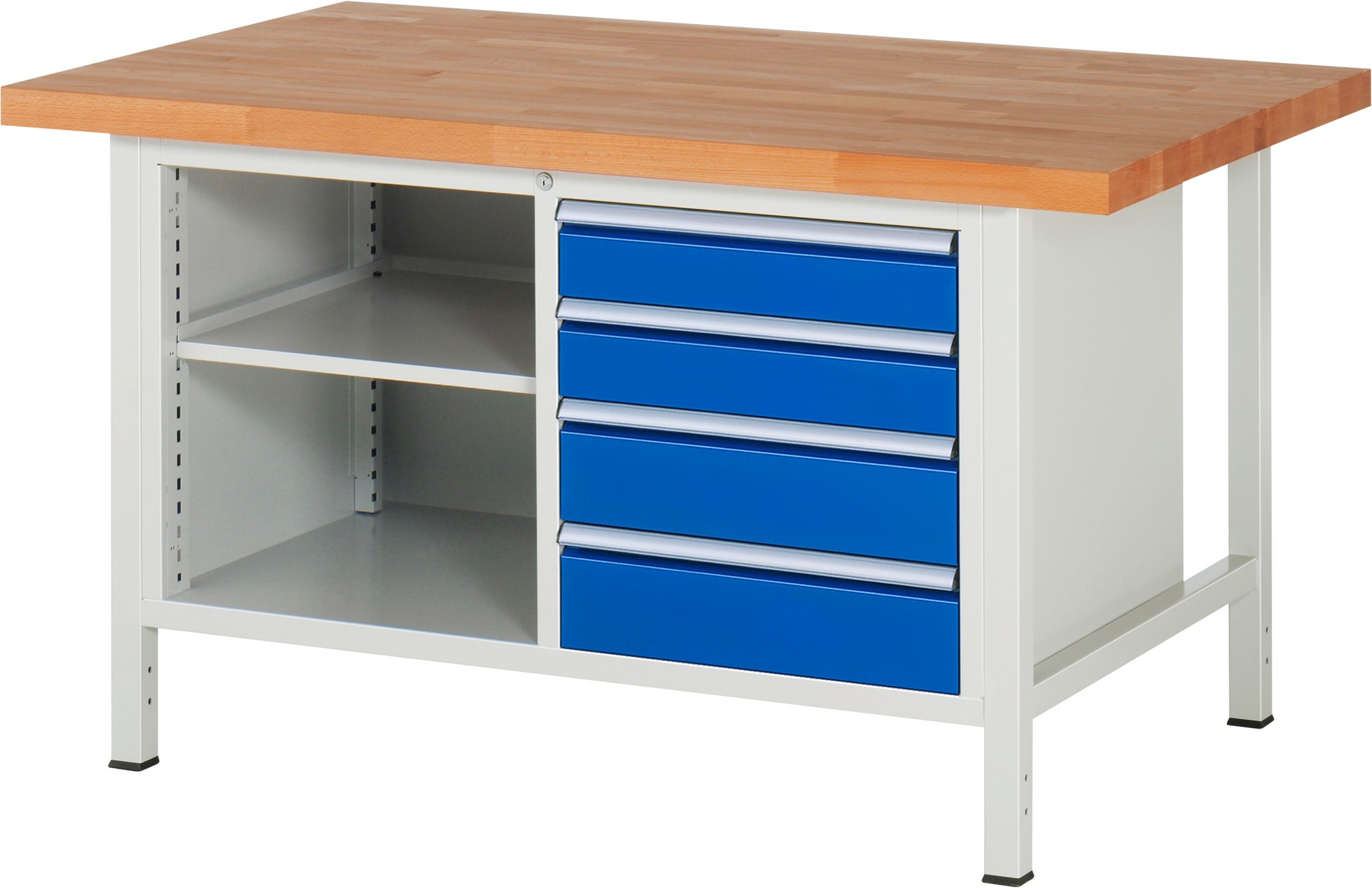 Werkbank Modell 8463, B 1500xT 900xH 840mm, Buche-Massiv-Platte 40mm