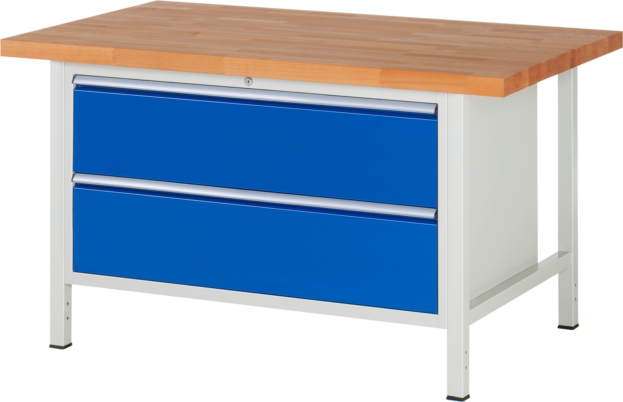 Werkbank Modell 8355, B 1500xT 900xH 840-1040mm, Buche-Massiv-Platte 40mm