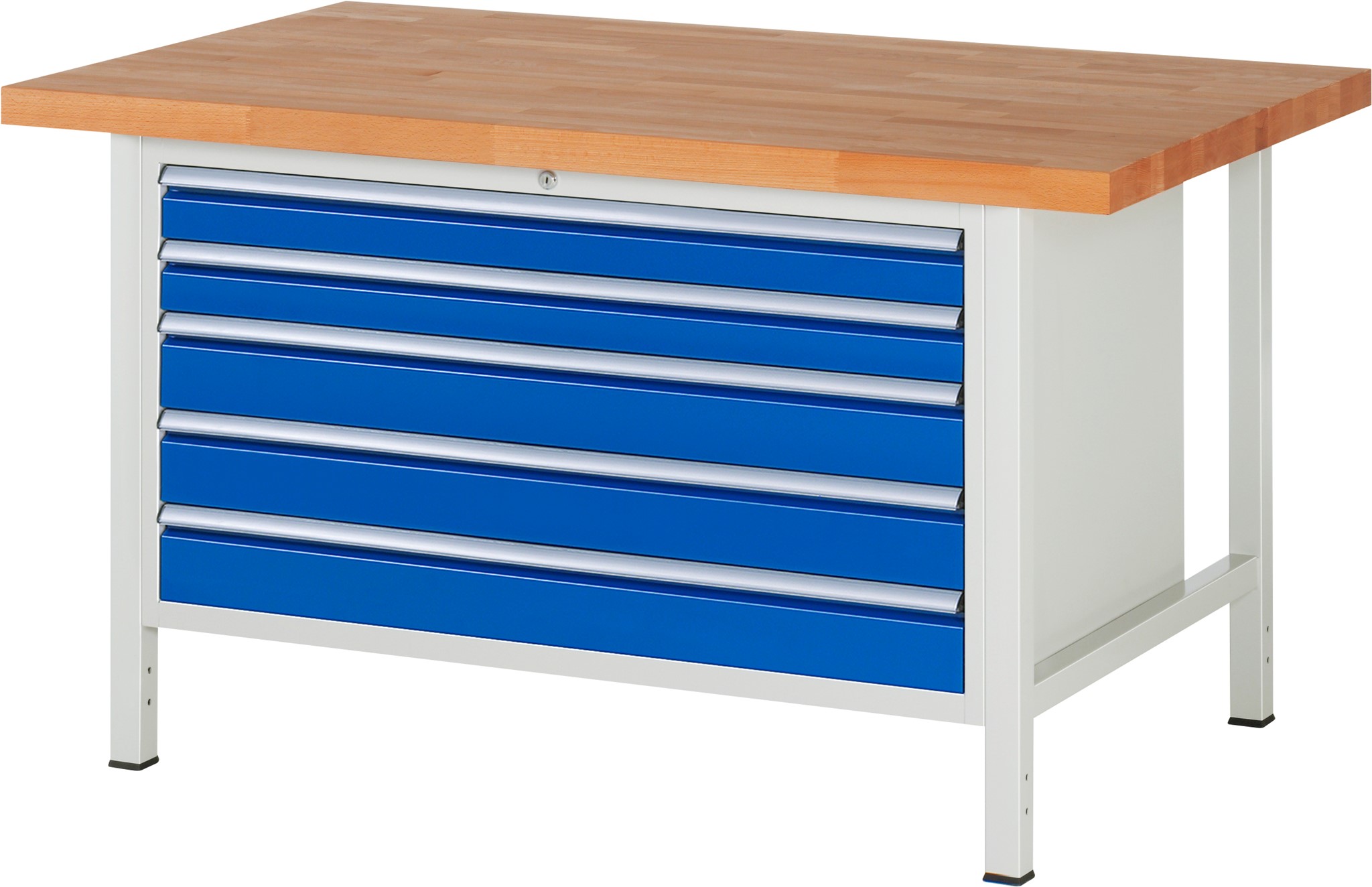 Werkbank Modell 8371, B 1500xT 900xH 840-1040mm, Buche-Massiv-Platte 40mm