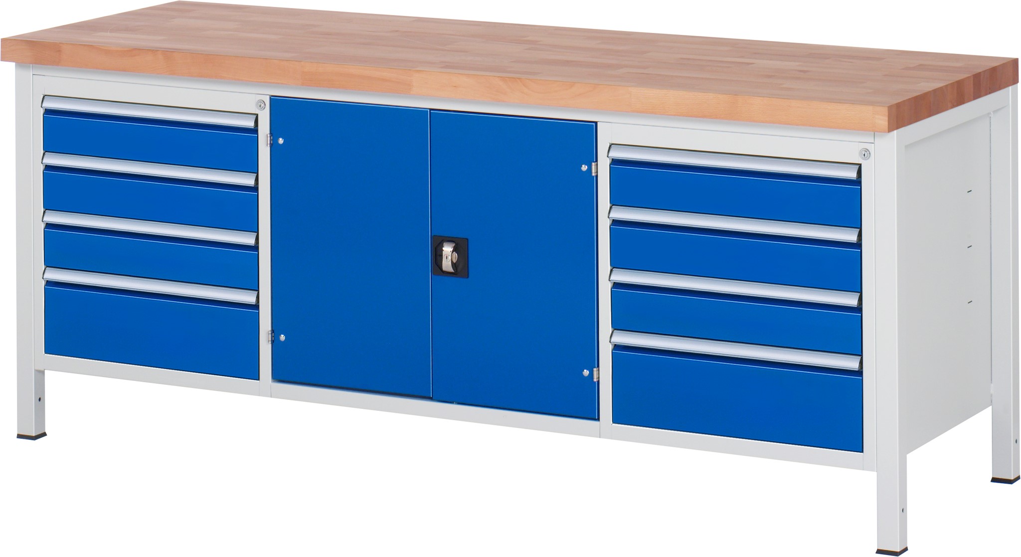 Werkbank Modell 8909, B 2000xT 700xH 840mm, Buche-Massiv-Platte 40mm