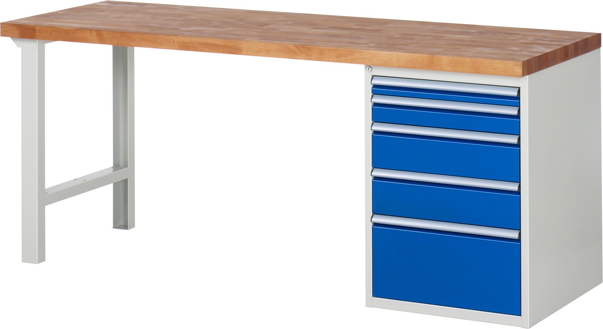 Werkbank Modell 7511, B 2000 x T 700 x H 840 mm, Buche-Massiv-Platte 40 mm