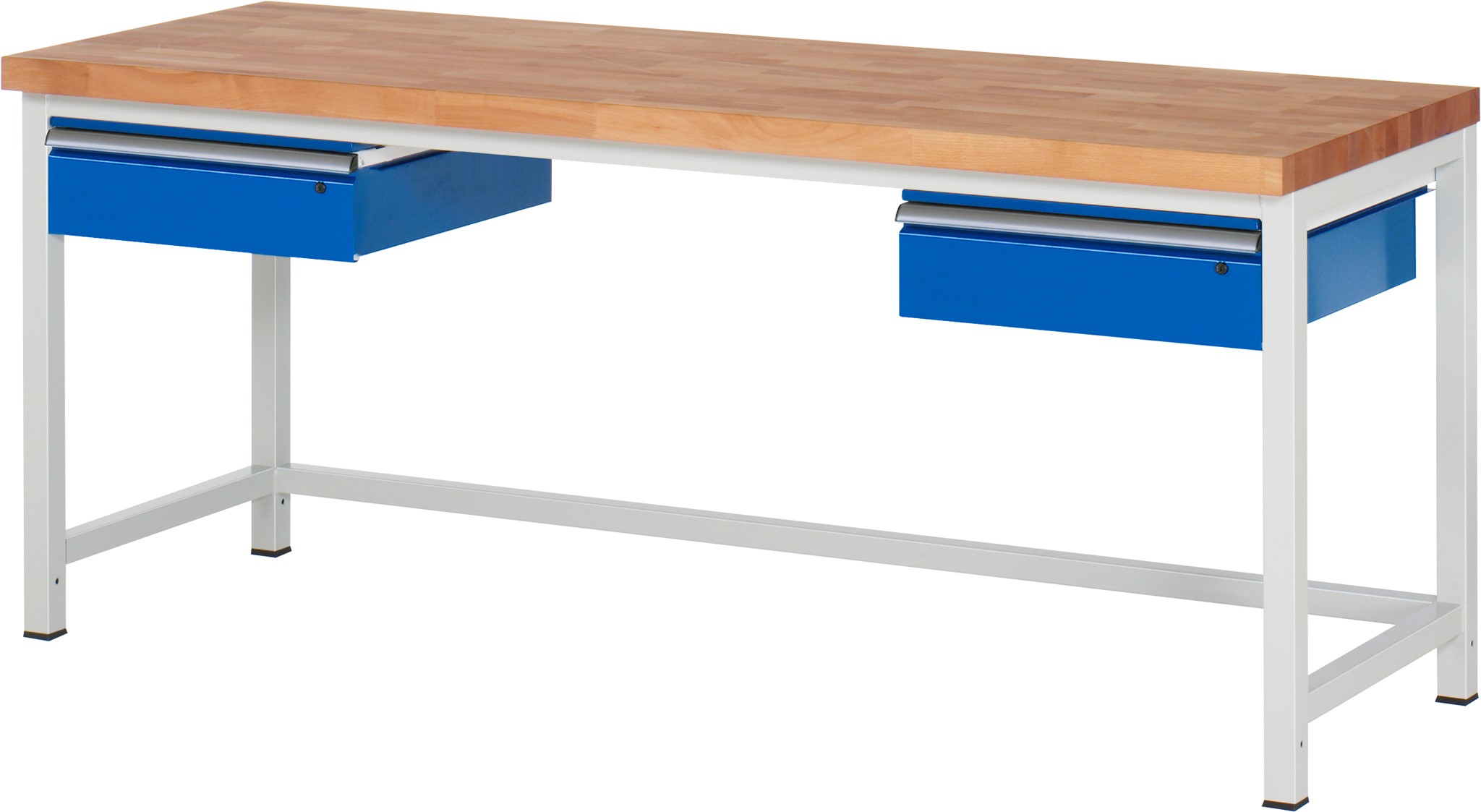 Werkbank verstellbare Höhe, B 2000xT 700xH 840-1040mm, Buche-Massiv-Platte 40mm