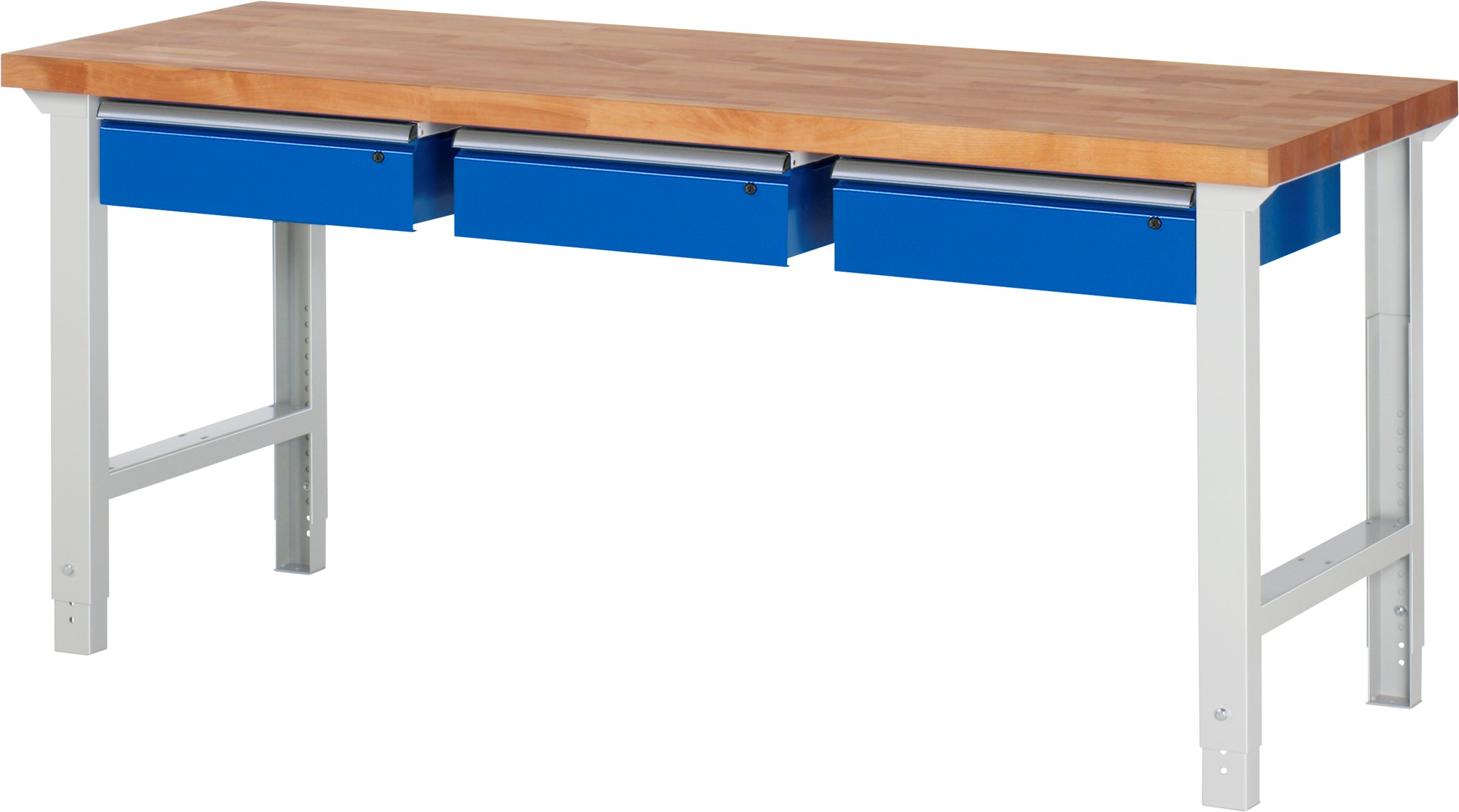 Werkbank Modell 7000, B 2000 x T 700 x H 790-1140 mm, Buche-Massiv-Platte 40 mm