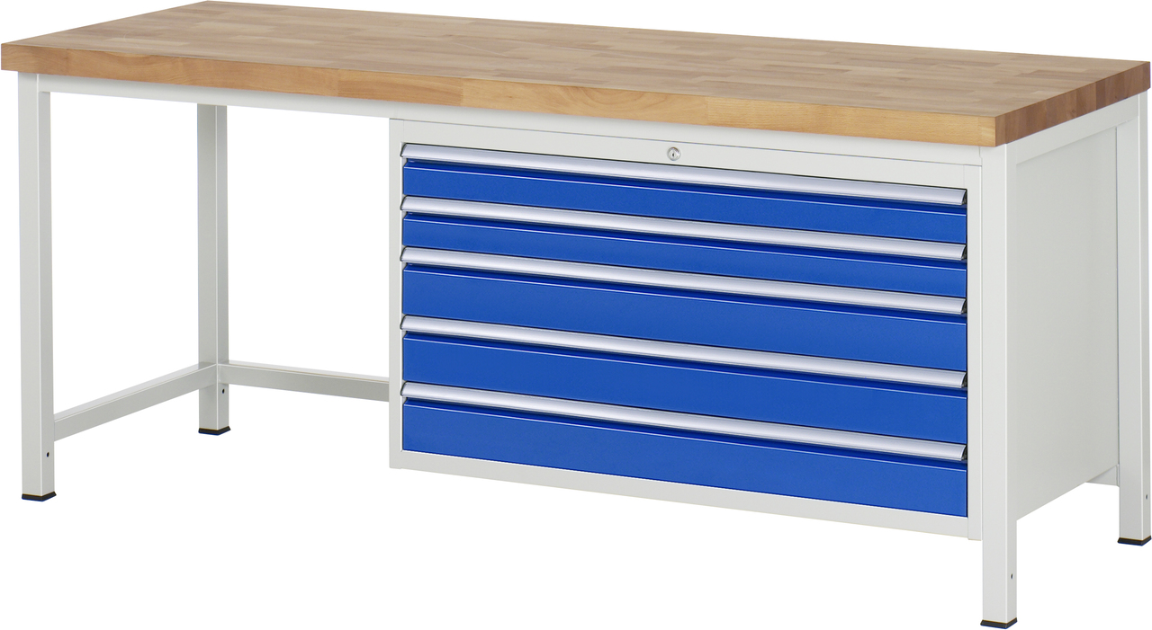 Werkbank Modell 8371, B 2000xT 700xH 840-1040mm, Buche-Massiv-Platte 40mm