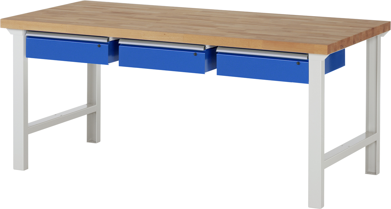 Werkbank Modell 7003, B 2000 x T 900 x H 840 mm, Buche-Massiv-Platte 40 mm