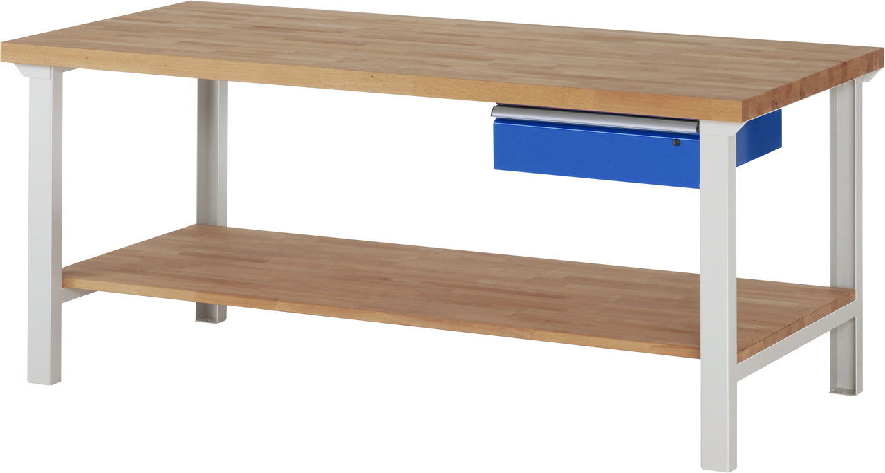 Werkbank Modell 7002, B 2000 x T 900 x H 840 mm, Buche-Massiv-Platte 40 mm