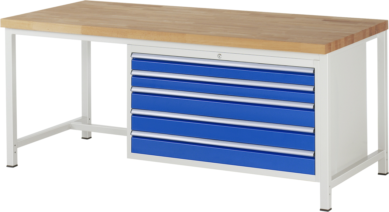 Werkbank Modell 8371, B 2000xT 900xH 840mm, Buche-Massiv-Platte 40mm