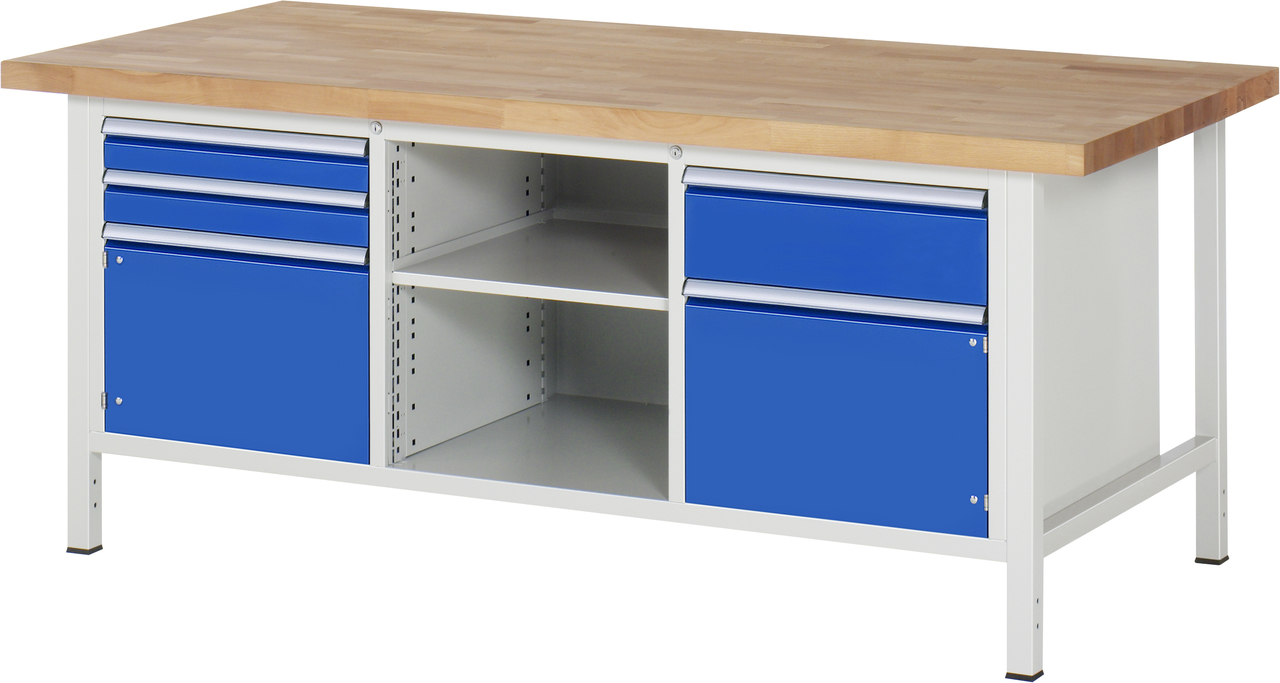 Werkbank Modell 8562, B 2000xT 900xH 840mm, Buche-Massiv-Platte 40mm