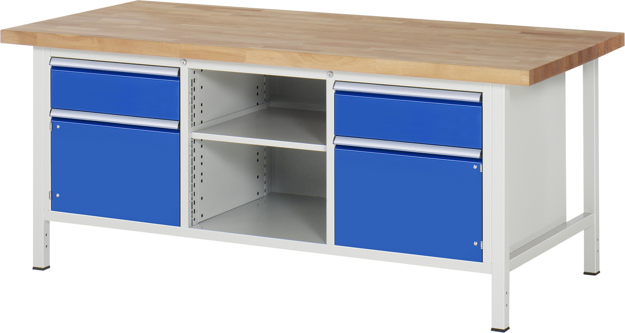 Werkbank Modell 8561, B 2000xT 900xH 840mm, Buche-Massiv-Platte 40mm