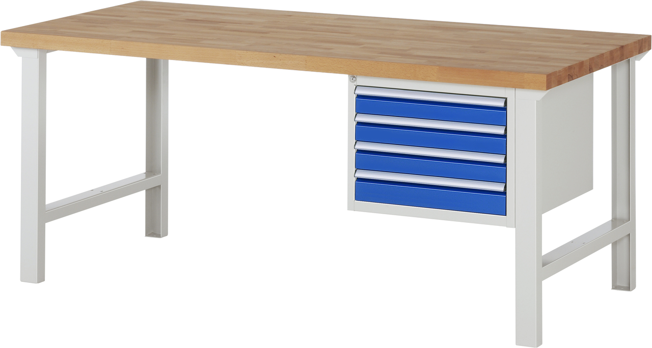 Werkbank Modell 7000, B 2000 x T 900 x H 790-1140 mm, Buche-Massiv-Platte 40 mm
