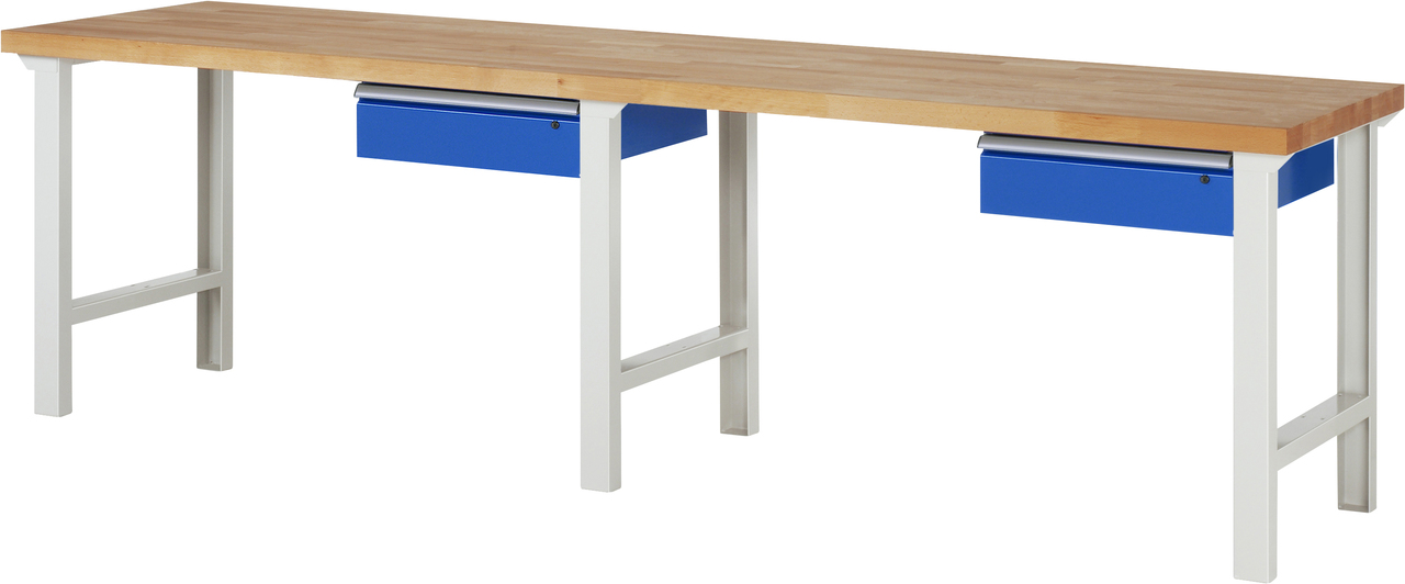 Werkbank Modell 7002, B 3000 x T 700 x H 840 mm, Buche-Massiv-Platte 40 mm