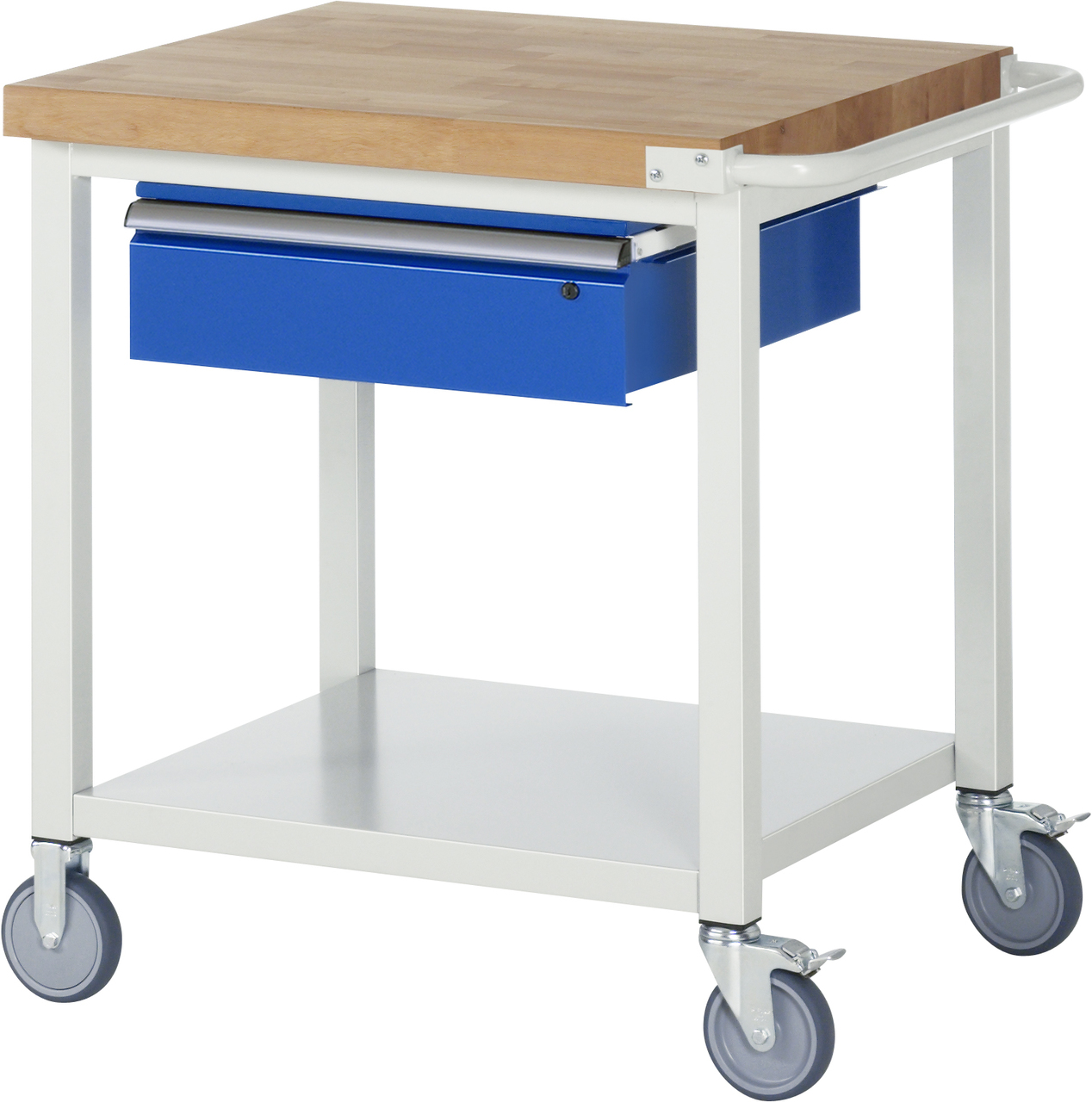 Fahrbare Werkbank, 750 x 700 x 880mm BxTxH, Buche-Massiv-Platte 40mm