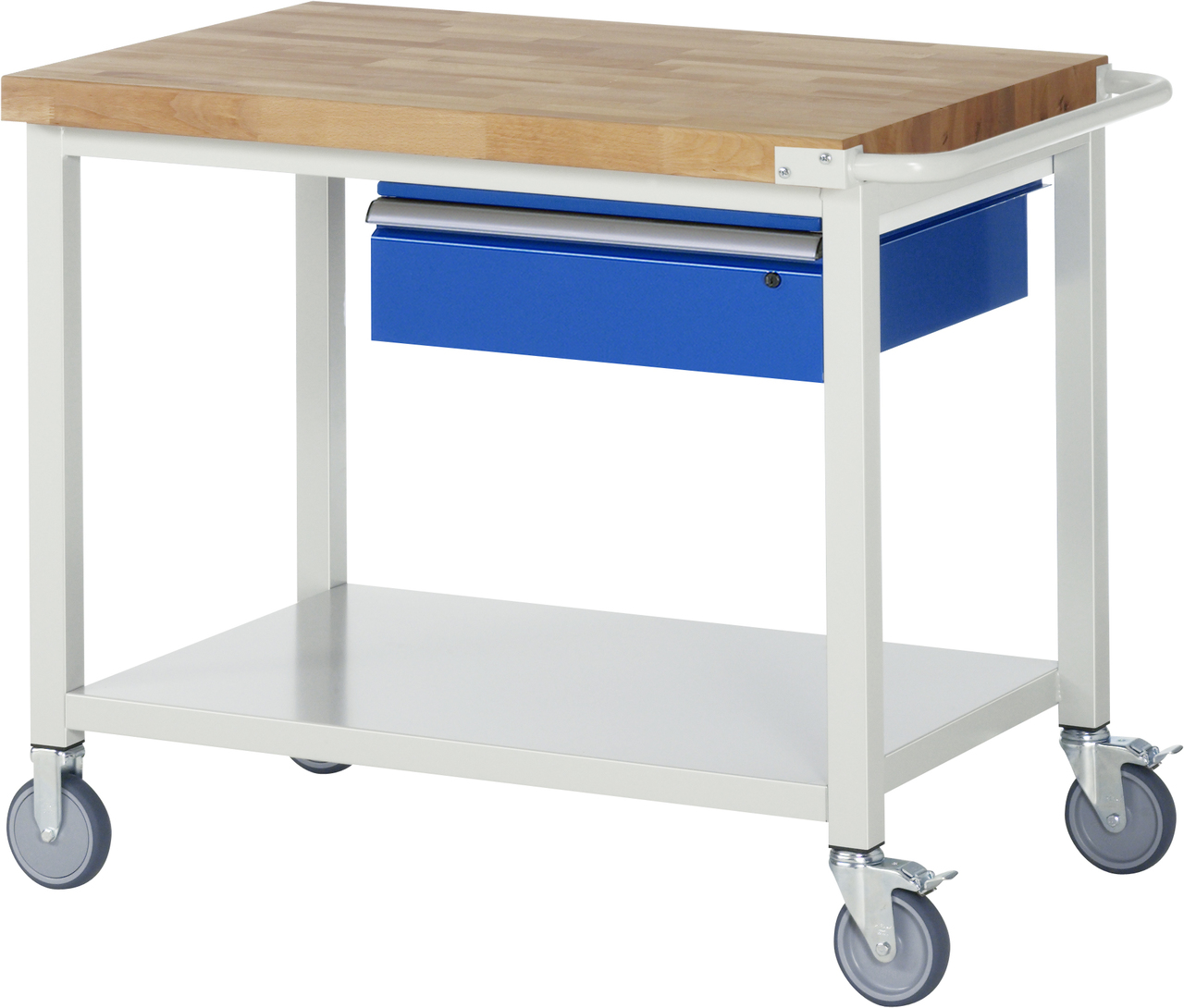 Fahrbare Werkbank Modell 8001, B 1000xT 700xH 880mm, Buche-Massiv-Platte 40mm