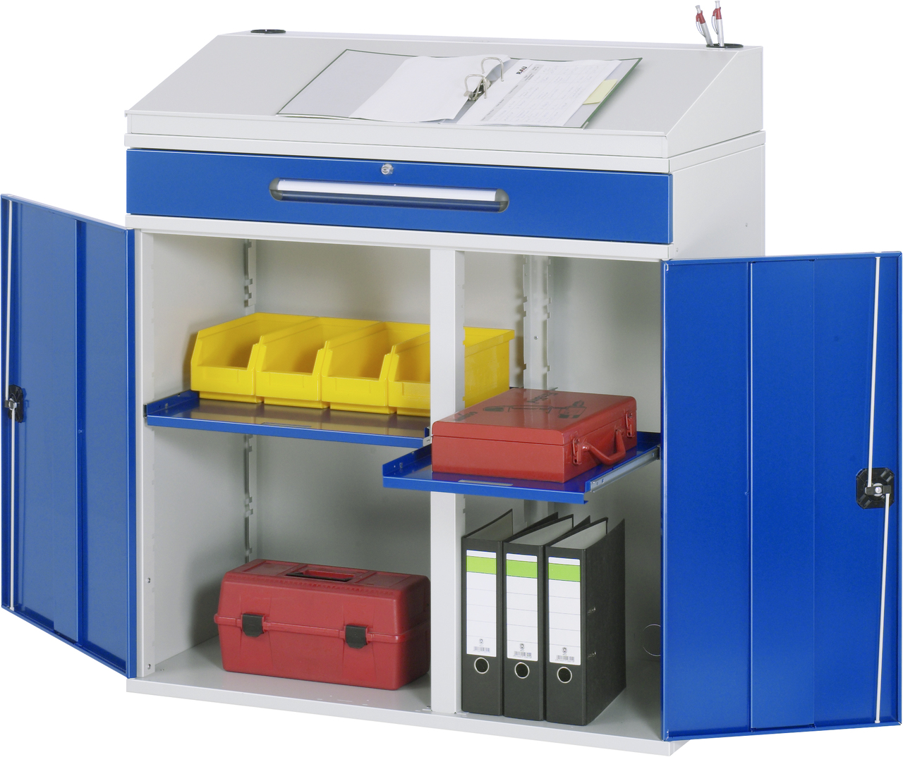 Beistellschrank-Stehpult, Modell 02, stationär