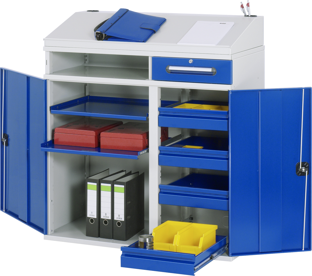 Beistellschrank-Stehpult, Modell 06, stationär