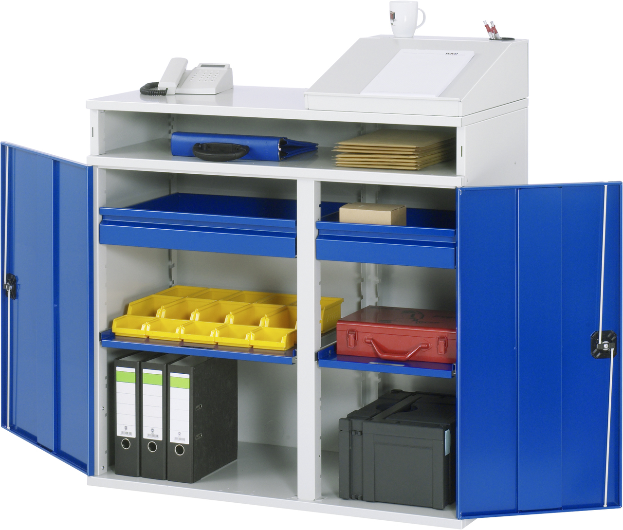 Beistellschrank-Stehpult, Modell 08, stationär