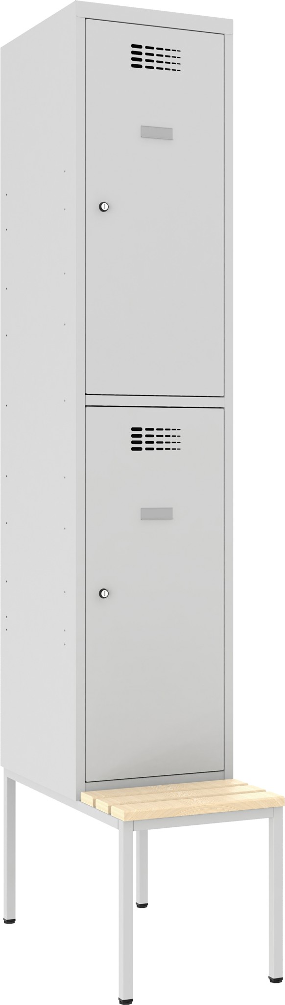 Garderobenschrank Breite 400 mm, 1 Abteil auf untergebauter Sitzbank
