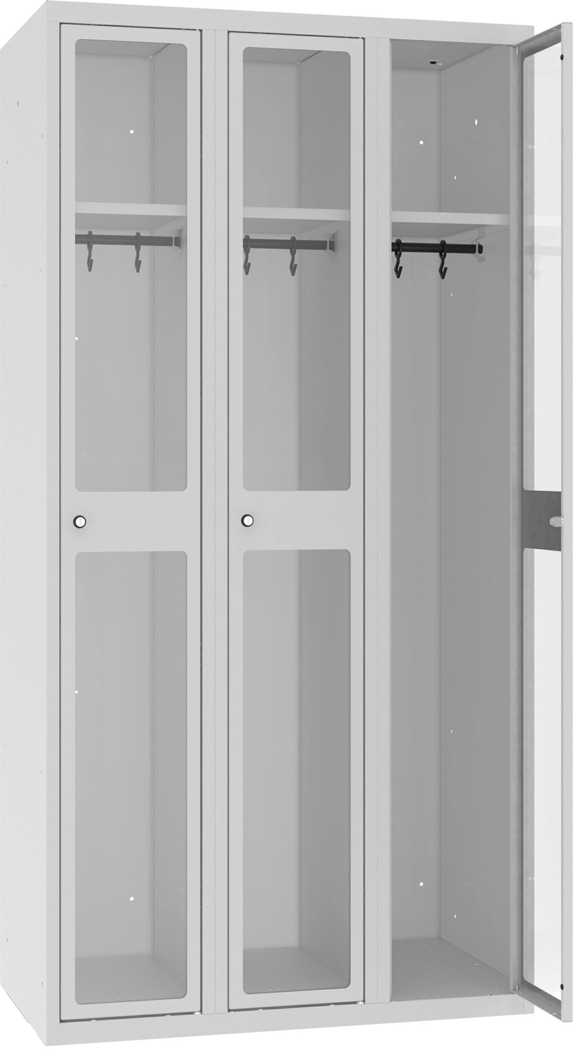 Garderobenschrank 3 Abteile mit je 300 mm Abteilbreite, MSUM 330 W, 1 pkt