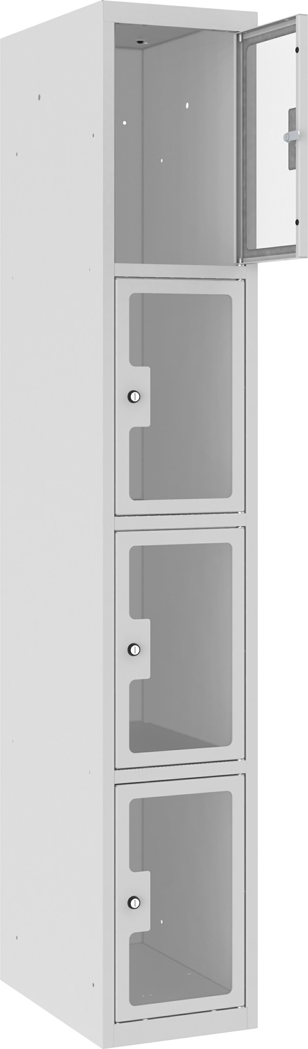 Schliessfachschrank Plexiglastüre MSus 314, 1 Abteil mit 4 Fächer übereinander, Total 4 Fächer