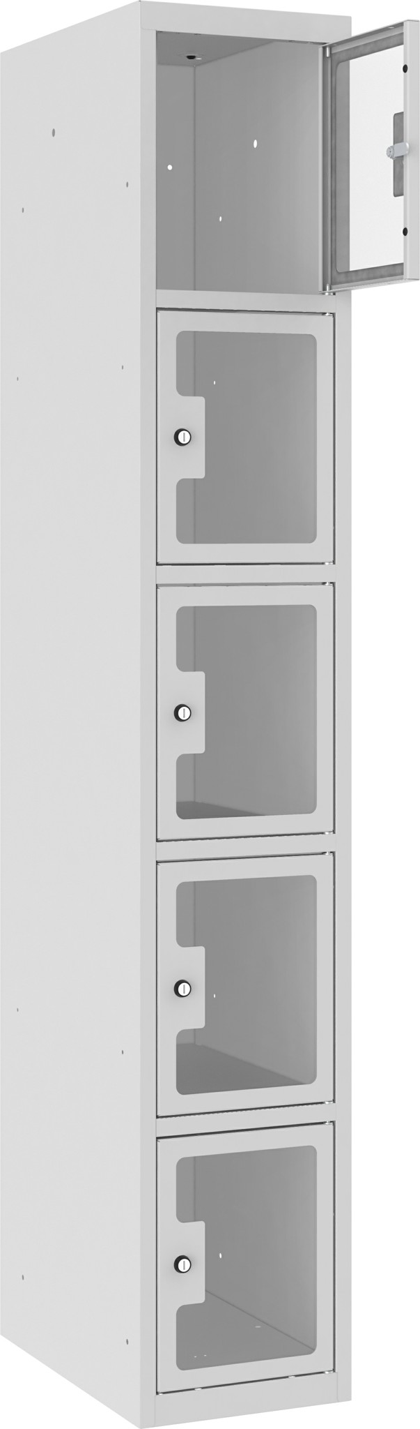 Schliessfachschrank Plexiglastüre MSus 315, 1 Abteil mit 5 Fächer übereinander, Total 5 Fächer
