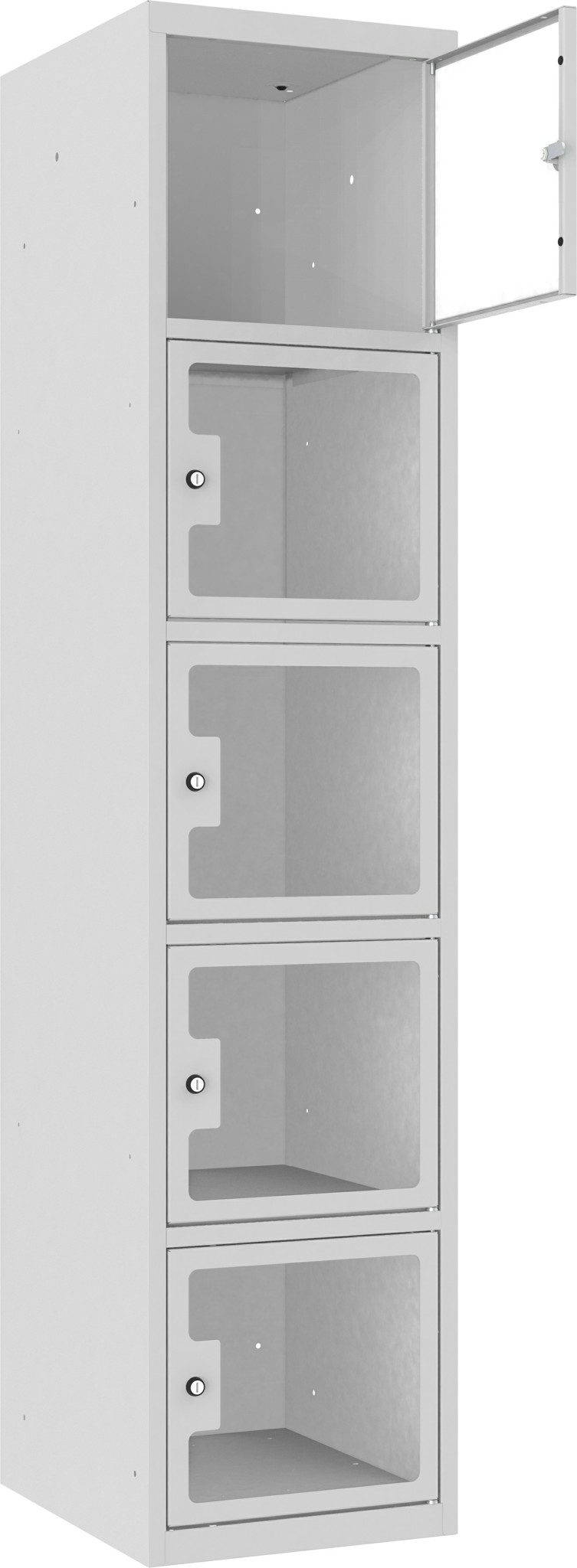 Schliessfachschrank Plexiglastüre MSus 415, 1 Abteil mit 5 Fächer übereinander, Total 5 Fächer