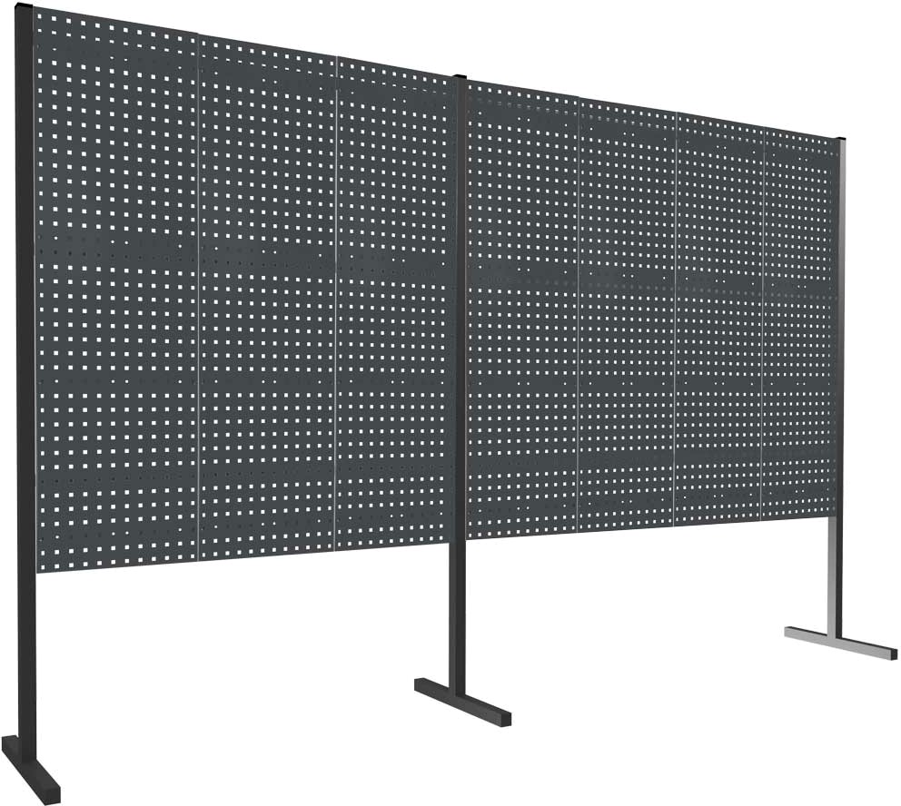 Trennwand mit Lochplatten, Doppelfeld gerade, Länge 3500 mm