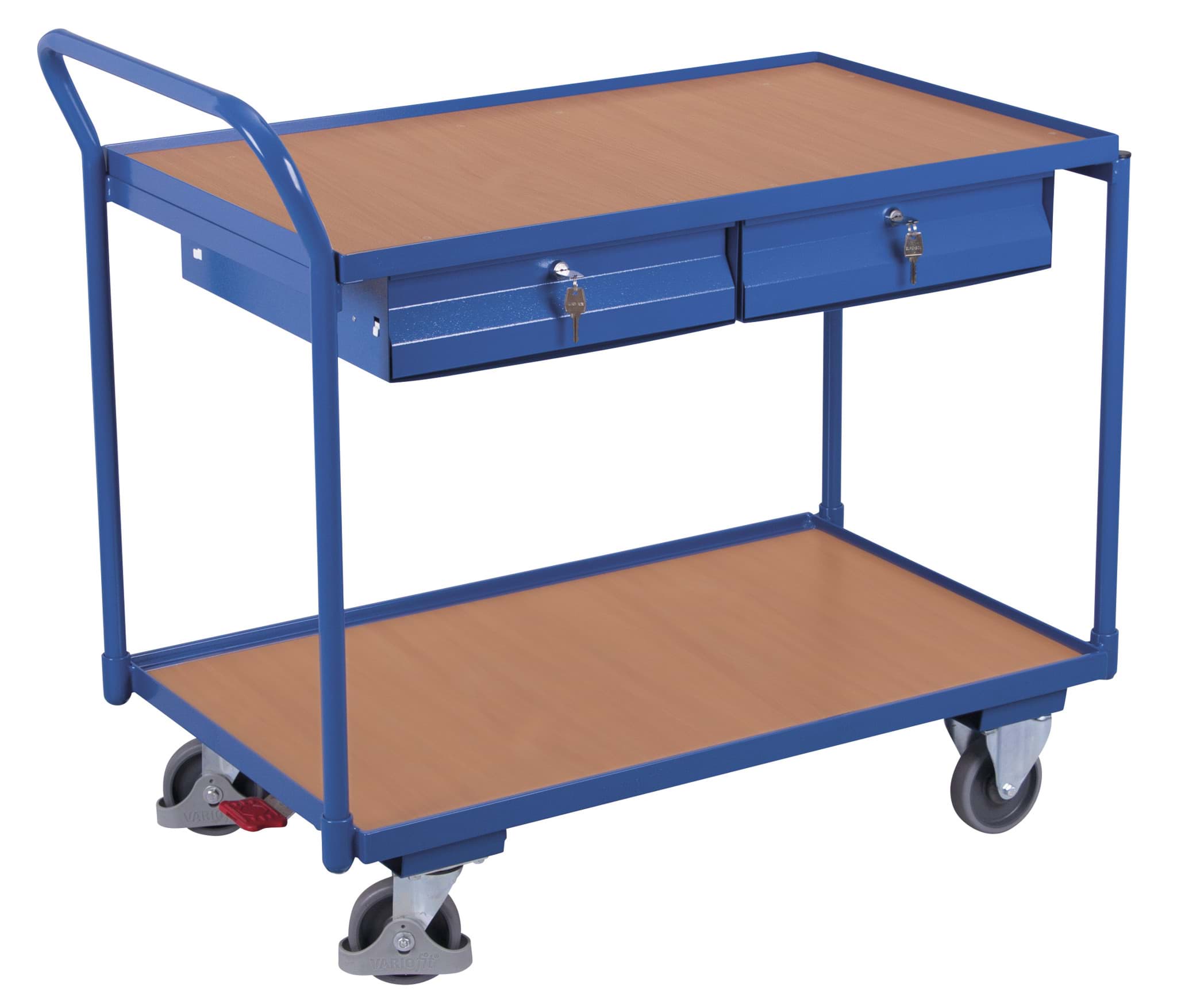 Tischwagen mit 2 Ladeflächen und 2 Schubladen, 1125x625x1010 mm BxTxH