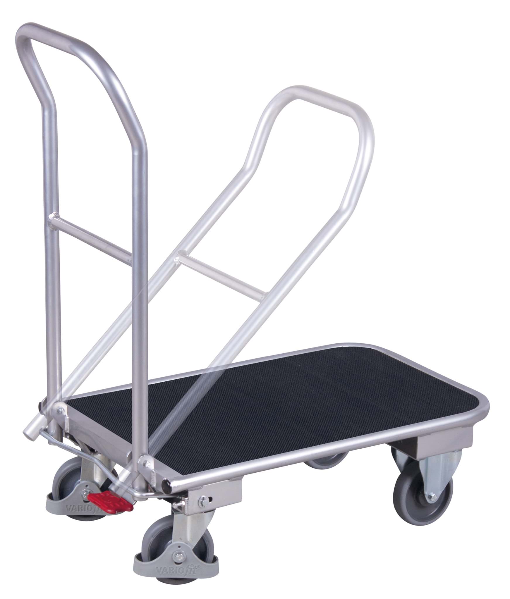 Alu-Klappbügelwagen mit Riefengummimatte, 815 x 450 x 945 mm BxTxH