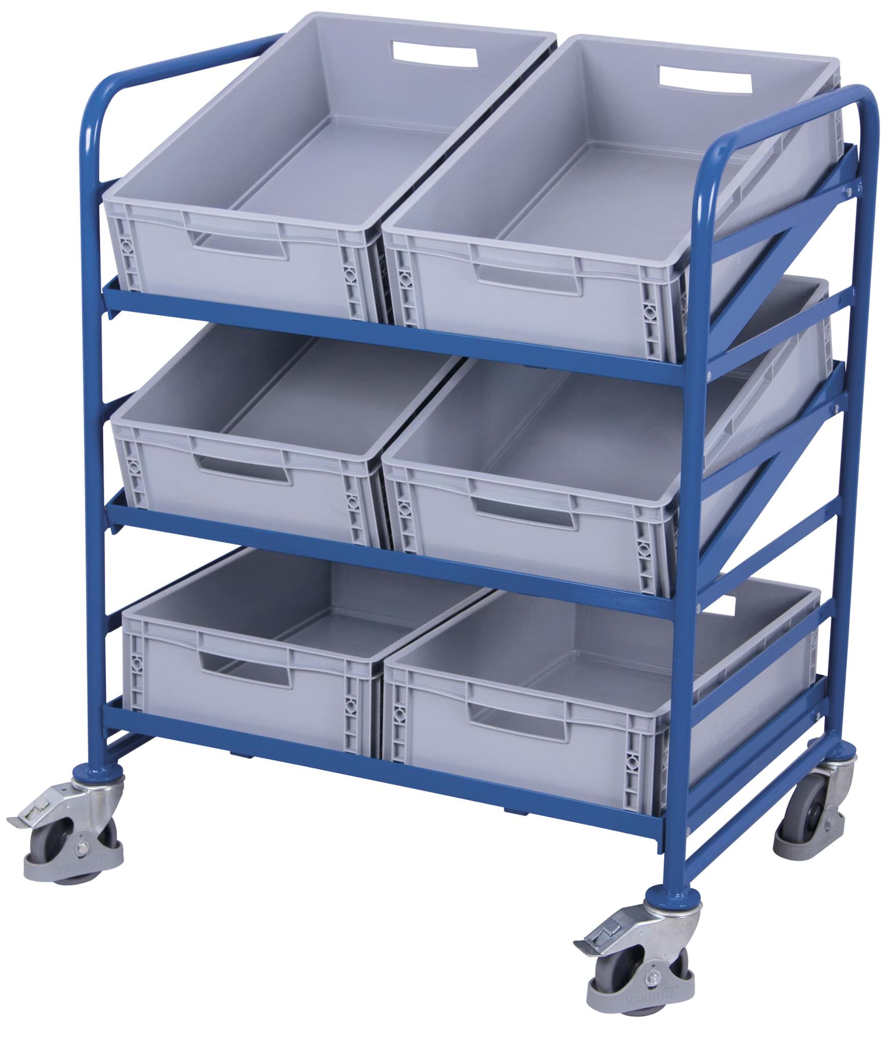 Eurokastenwagen, 3 Ebenen, 935x665x1160 mm BxTxH mit Kunststoffkisten