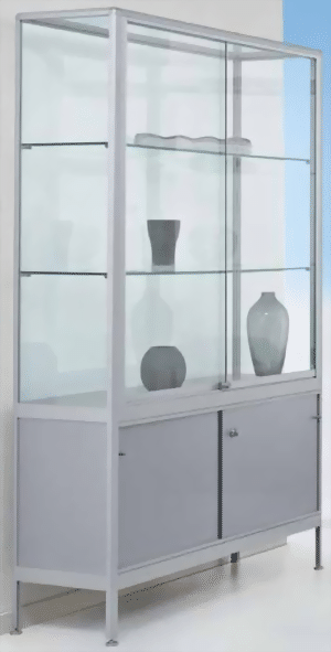 Standvitrine 1950x800x500 mm HxBxT mit 5-seitiger ESG-Verglasung, eckige Profile